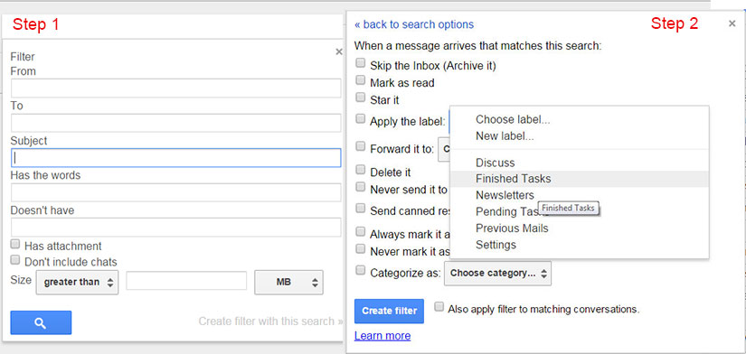 Applying Filters to your Gmail account